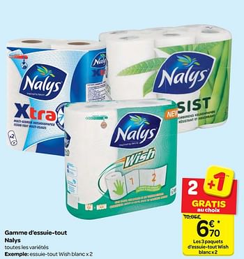 Promotions Gamme d`essuie-tout nalys - Nalys - Valide de 06/12/2017 à 11/12/2017 chez Carrefour
