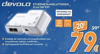 Promoties Devolo ethernetaansluitingen dlan 500 wifi - Devolo - Geldig van 04/12/2017 tot 31/12/2017 bij Krefel