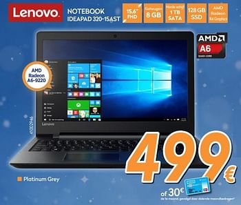Promoties Lenovo notebook ideapad 320-15ast - Lenovo - Geldig van 04/12/2017 tot 31/12/2017 bij Krefel