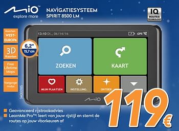 Promoties Mio navigatiesysteem spirit 8500 lm - Mio - Geldig van 04/12/2017 tot 31/12/2017 bij Krefel