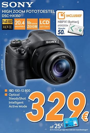 Promoties Sony high zoom fototoestel dsc-hx350 - Sony - Geldig van 04/12/2017 tot 31/12/2017 bij Krefel