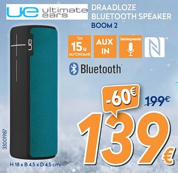 Promoties Ultimate ears draadloze bluetooth speaker boom 2 - Ultimate Ears - Geldig van 04/12/2017 tot 31/12/2017 bij Krefel