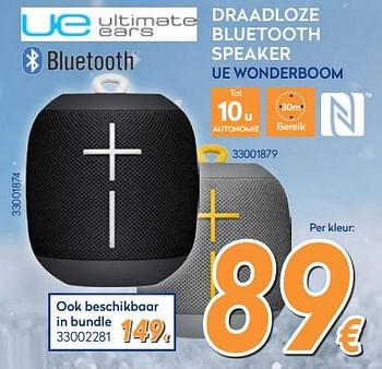 Promoties Ultimate ears draadloze bluetooth speaker ue wonderboom - Ultimate Ears - Geldig van 04/12/2017 tot 31/12/2017 bij Krefel