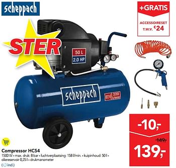 Promoties Scheppach compressor hc54 - Scheppach - Geldig van 13/12/2017 tot 30/12/2017 bij Makro