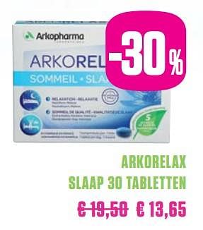 Promoties Arkorelax slaap 30 tabletten - Arkopharma - Geldig van 01/12/2017 tot 28/02/2018 bij Medi-Market