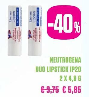 Promotions Neutrogena duo lipstick - Neutrogena - Valide de 01/12/2017 à 28/02/2018 chez Medi-Market