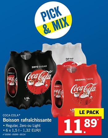 Promoties Boisson rafraîchissante - Coca Cola - Geldig van 11/12/2017 tot 17/12/2017 bij Lidl