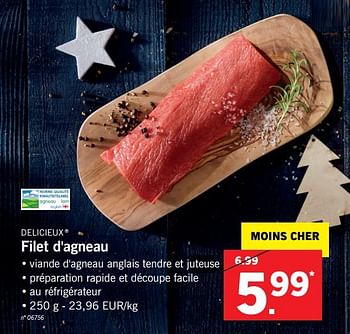 Promoties Filet d`agneau - Delicieux - Geldig van 11/12/2017 tot 17/12/2017 bij Lidl