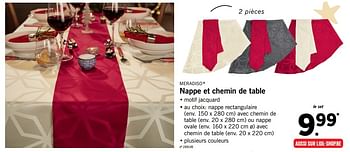 Promotions Nappe et chemin de table - Meradiso - Valide de 11/12/2017 à 17/12/2017 chez Lidl