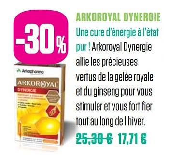 Promotions Arkoroyal dynergie - Arkopharma - Valide de 01/12/2017 à 28/02/2018 chez Medi-Market