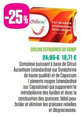 Promotions Chiline fatburner 60 comp - Chiline - Valide de 01/12/2017 à 28/02/2018 chez Medi-Market