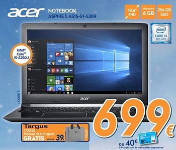 Promotions Acer notebook aspire 5 a515-51-530r - Acer - Valide de 04/12/2017 à 31/12/2017 chez Krefel