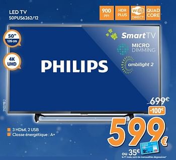 Promoties Philips led tv 50pus6262-12 - Philips - Geldig van 04/12/2017 tot 31/12/2017 bij Krefel