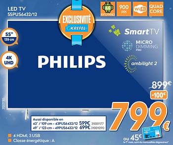 Promoties Philips led tv 55pus6432-12 - Philips - Geldig van 04/12/2017 tot 31/12/2017 bij Krefel