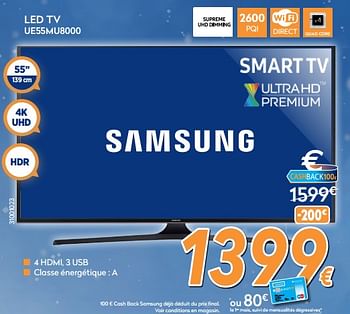 Promotions Samsung led tv ue55mu8000 - Samsung - Valide de 04/12/2017 à 31/12/2017 chez Krefel
