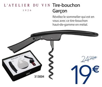Promotions Tire-bouchon garçon - L'Atelier du vin - Valide de 04/12/2017 à 31/12/2017 chez Krefel