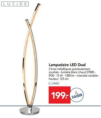 Promoties Lucide lampadaire led dual - Lucide - Geldig van 13/12/2017 tot 30/12/2017 bij Makro