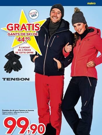 Promotions Pantalon de ski pour femme ou homme - Tenson - Valide de 13/12/2017 à 30/12/2017 chez Makro