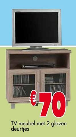 Promoties Tv meubel met 2 glazen deurtjes - Huismerk - Budgetmeubelen - Geldig van 01/12/2017 tot 31/12/2017 bij Budget Meubelen