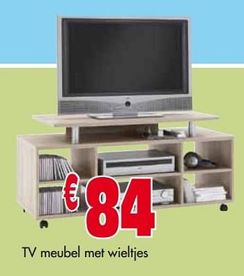 Promoties Tv meubel met wieltjes - Huismerk - Budgetmeubelen - Geldig van 01/12/2017 tot 31/12/2017 bij Budget Meubelen