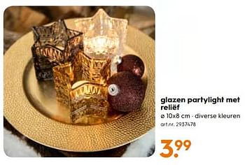Promoties Glazen partylight met reliëf - Huismerk - Blokker - Geldig van 04/12/2017 tot 31/12/2017 bij Blokker