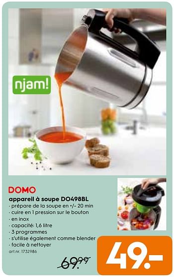Promotions Domo appareil à soupe do498bl - Domo - Valide de 04/12/2017 à 31/12/2017 chez Blokker