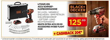 Promoties Black + decker lithium-ion accu schroefklopboormachine - Black & Decker - Geldig van 07/12/2017 tot 31/12/2017 bij Bouwcenter Frans Vlaeminck