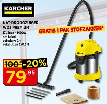 Promoties Karcher nat-droogzuiger wd3 premium - Kärcher - Geldig van 07/12/2017 tot 31/12/2017 bij Bouwcenter Frans Vlaeminck