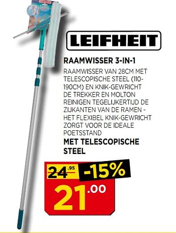 Promoties Leifheit raamwisser 3-in-1 - Leifheit - Geldig van 07/12/2017 tot 31/12/2017 bij Bouwcenter Frans Vlaeminck