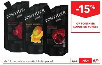 Promoties Coulis van exotisch fruit - Ponthier - Geldig van 13/12/2017 tot 30/12/2017 bij Makro