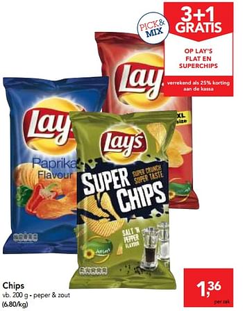 Promoties Chips - Lay's - Geldig van 13/12/2017 tot 30/12/2017 bij Makro