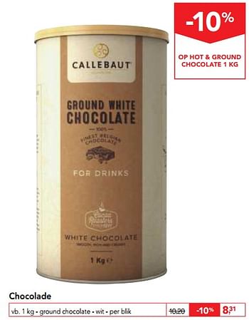 Promotions Chocolade ground chocolate - Callebaut - Valide de 13/12/2017 à 30/12/2017 chez Makro