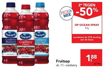 Promotions Fruitsap cranberry - Ocean Spray - Valide de 13/12/2017 à 30/12/2017 chez Makro