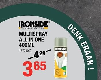 Promoties Ironside multispray all in one 400ml - Ironside - Geldig van 07/12/2017 tot 31/12/2017 bij HandyHome