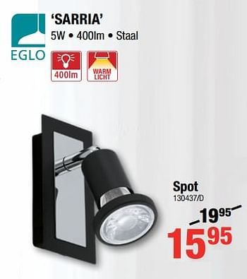 Promoties Eglo sarria spot - Eglo - Geldig van 07/12/2017 tot 31/12/2017 bij HandyHome