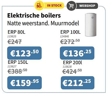 Promoties Elektrische boilers natte weerstand. muurmodel erp 80l - Huismerk - Cevo - Geldig van 07/12/2017 tot 20/12/2017 bij Cevo Market