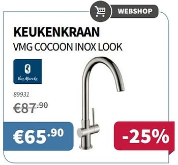 Promoties Keukenkraan cocoon inox look - Van Marcke - Geldig van 07/12/2017 tot 20/12/2017 bij Cevo Market