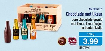 Promoties Chocolade met likeur - Ambiente - Geldig van 13/12/2017 tot 19/12/2017 bij Aldi