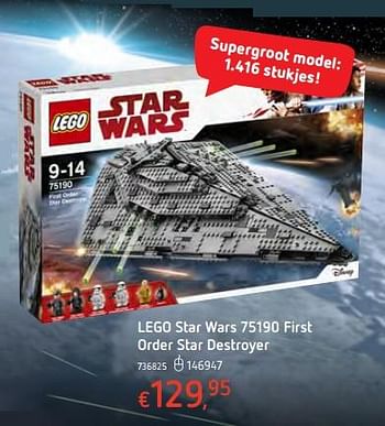 Promoties Lego star wars first order star destroyer - Lego - Geldig van 13/12/2017 tot 30/12/2017 bij Dreamland