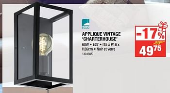 Promoties Eglo applique vintage `charterhouse` - Eglo - Geldig van 07/12/2017 tot 31/12/2017 bij HandyHome