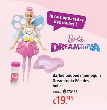 Promotions Barbie poupée mannequin dreamtopia fée des bulles - Mattel - Valide de 11/12/2017 à 30/12/2017 chez Dreamland