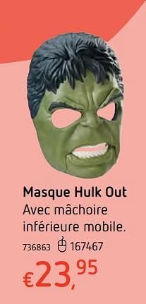 Promoties Masque hulk out - Hasbro - Geldig van 11/12/2017 tot 30/12/2017 bij Dreamland