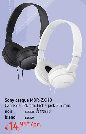 Promoties Sony casque mdr-zx110 - Sony - Geldig van 11/12/2017 tot 30/12/2017 bij Dreamland