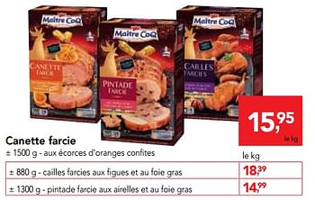 Promotions Canette farcie - Maitre Coq - Valide de 13/12/2017 à 30/12/2017 chez Makro