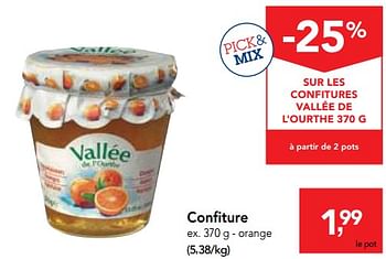 Promotions Confiture orange - Vallee De L'ourthe - Valide de 13/12/2017 à 30/12/2017 chez Makro