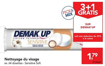 Promotions Nettoyage du visage sensitive soft - Demak'Up - Valide de 13/12/2017 à 30/12/2017 chez Makro