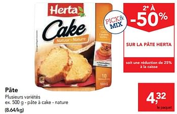Promotions Pâte à cake - Herta - Valide de 13/12/2017 à 30/12/2017 chez Makro