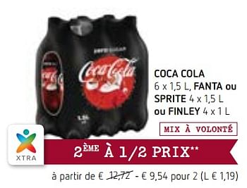 Promotions Coca cola , fanta ou sprite ou finley - Produit Maison - Spar Retail - Valide de 14/12/2017 à 03/01/2018 chez Spar (Colruytgroup)