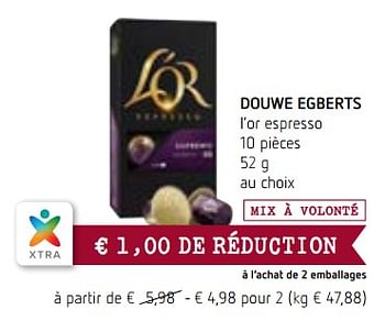 Promotions Douwe egberts l`or espresso - Douwe Egberts - Valide de 14/12/2017 à 03/01/2018 chez Spar (Colruytgroup)