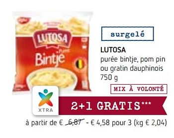 Promotions Lutosa purée bintje, pom pin ou gratin dauphinois - Lutosa - Valide de 14/12/2017 à 03/01/2018 chez Spar (Colruytgroup)